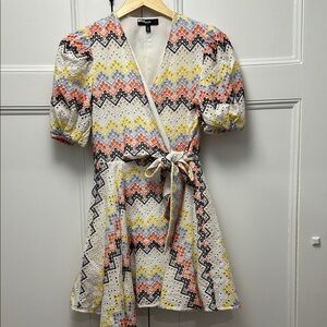 Colorful Chevron Wrap Mini Dress